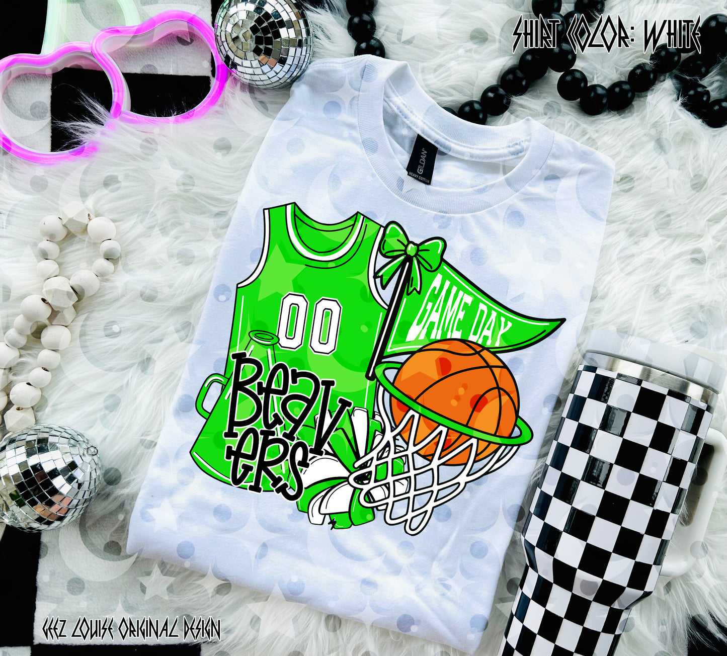 Basketball Game Day Digital Design | Custom Team Spirit PNGs (100+ Teams) - Light Green