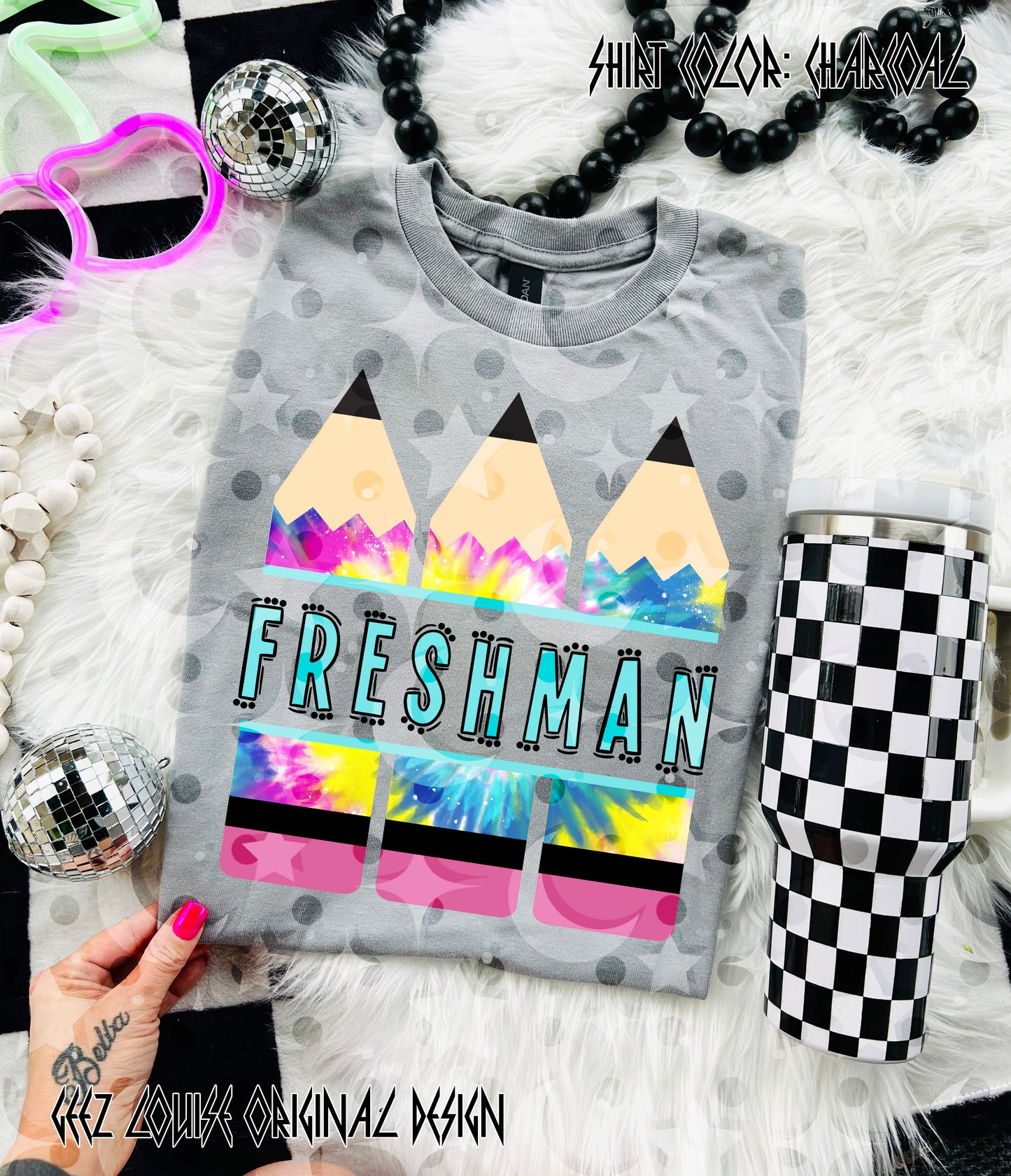 Tie Dye Pencil — Teacher & Grade PNG (multiple options!)