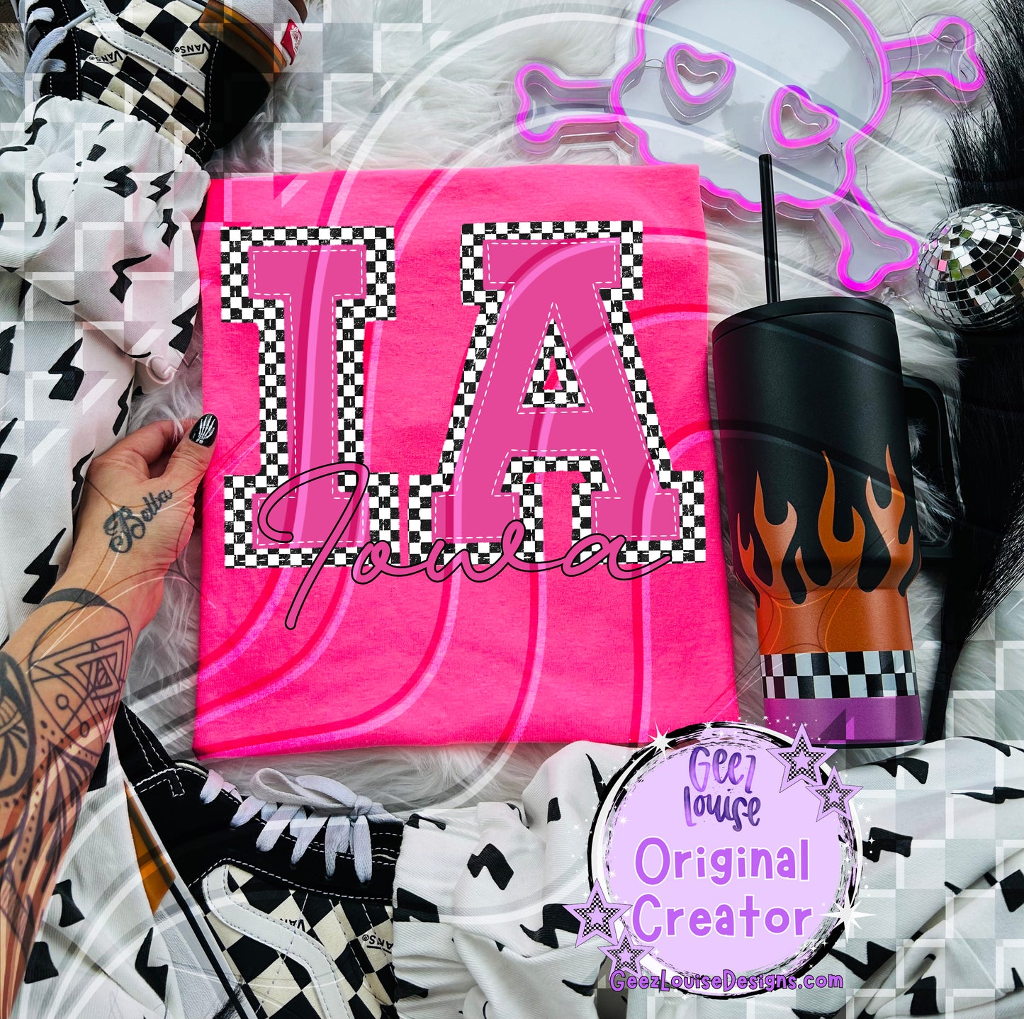 Pink Checkered States Digital Design | 50 States |  PNG