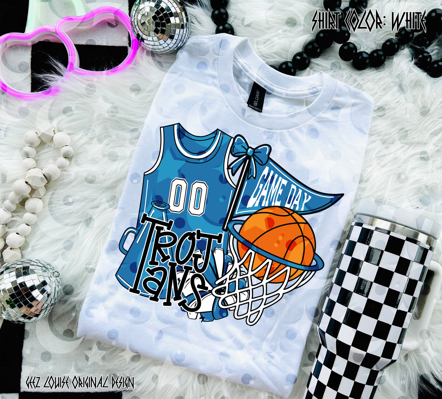 Basketball Game Day Digital Design | Custom Team Spirit PNGs (100+ Teams) - Light Blue