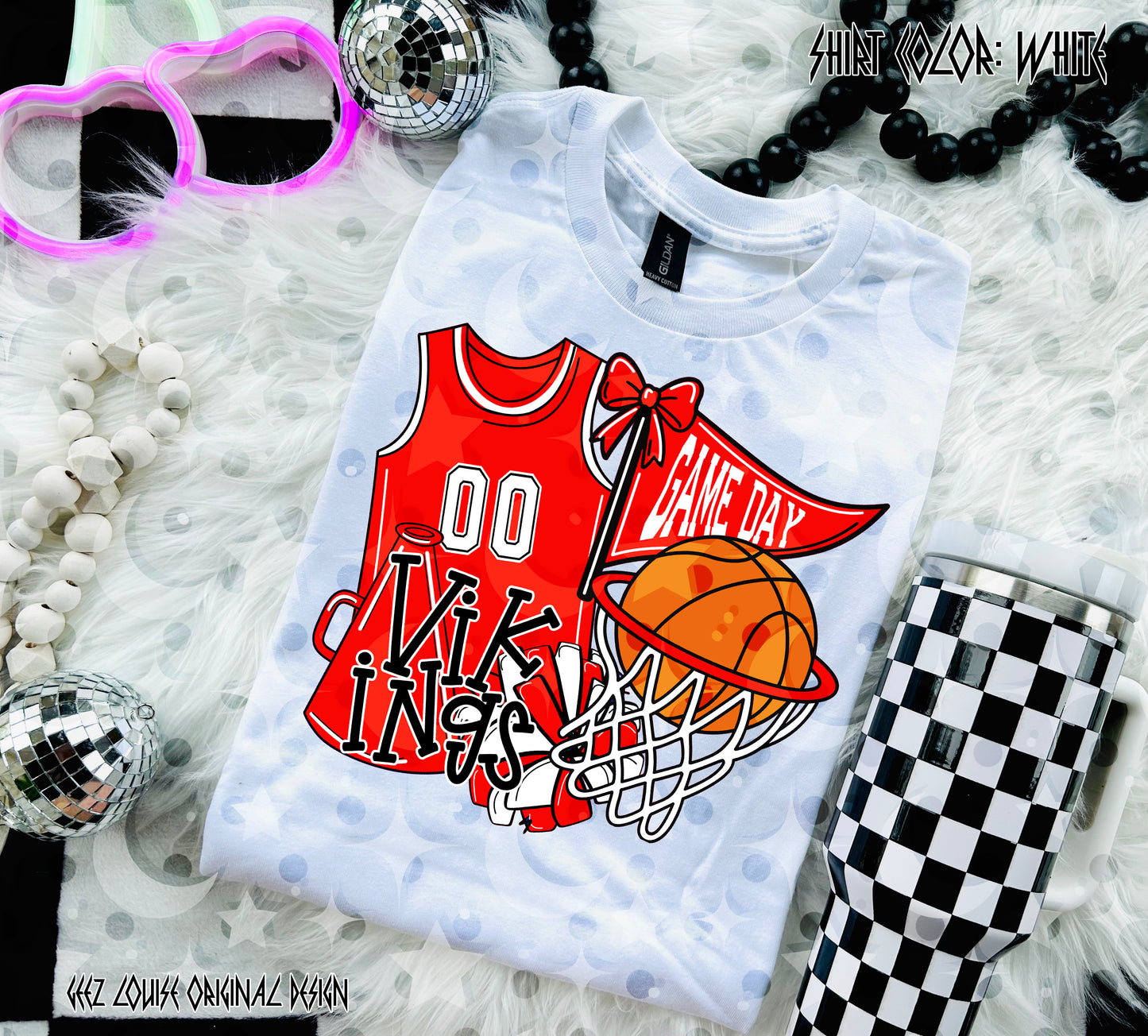 Basketball Game Day Digital Design | Custom Team Spirit PNGs (100+ Teams) - Red