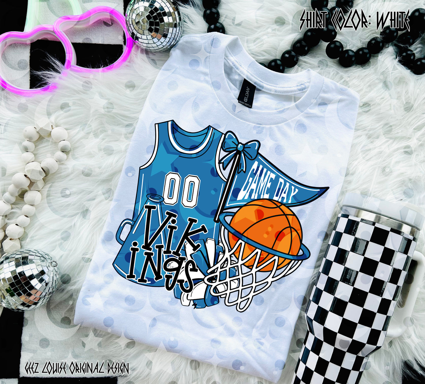 Basketball Game Day Digital Design | Custom Team Spirit PNGs (100+ Teams) - Light Blue