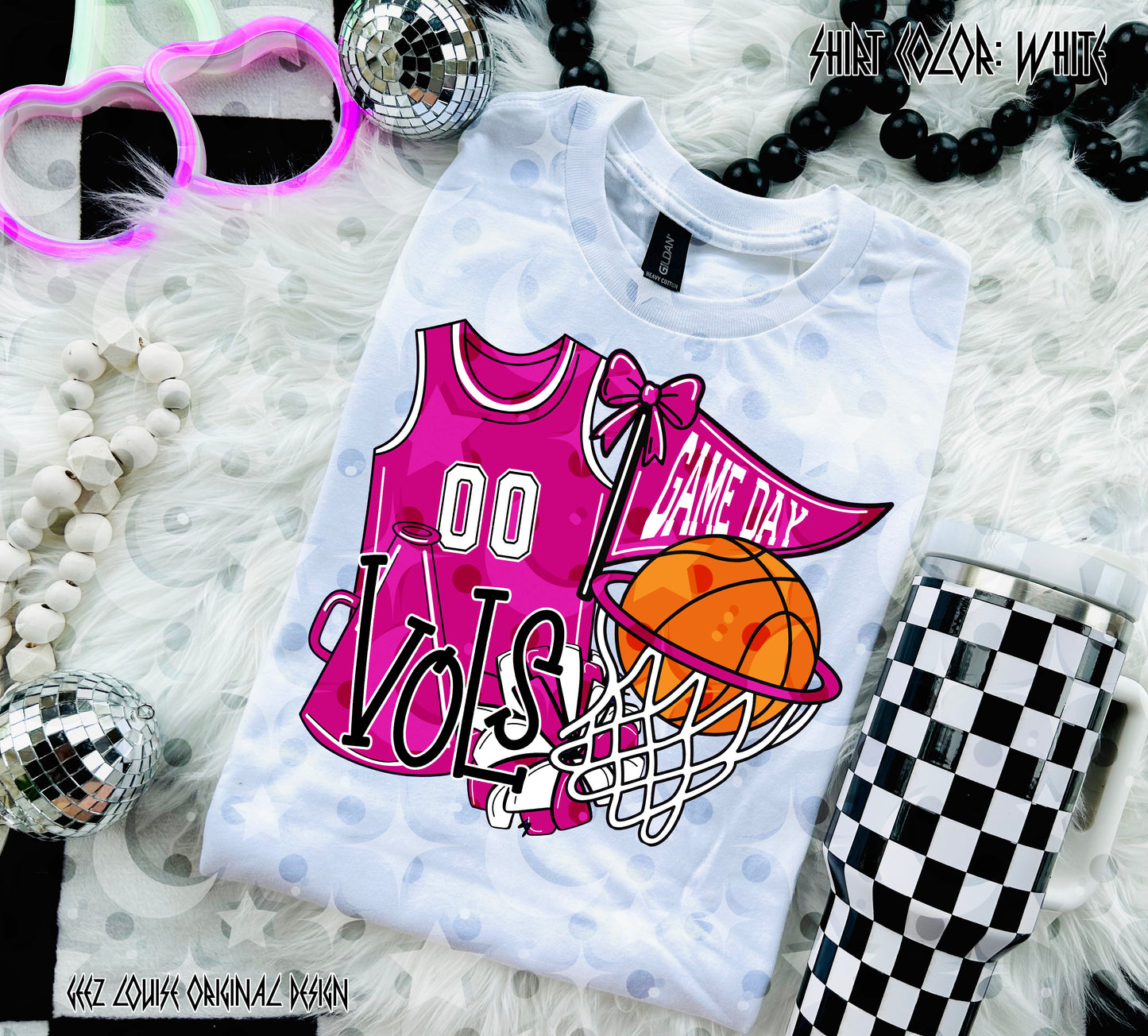 Basketball Game Day Digital Design | Custom Team Spirit PNGs (100+ Teams) - Dark Pink