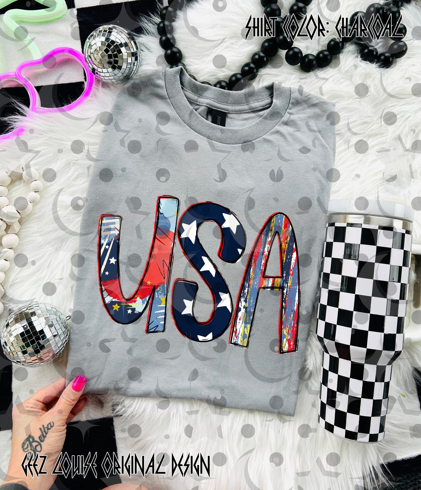 USA PNG | Patriotic Red White Blue Shirt Design | 4th of July Sublimation File