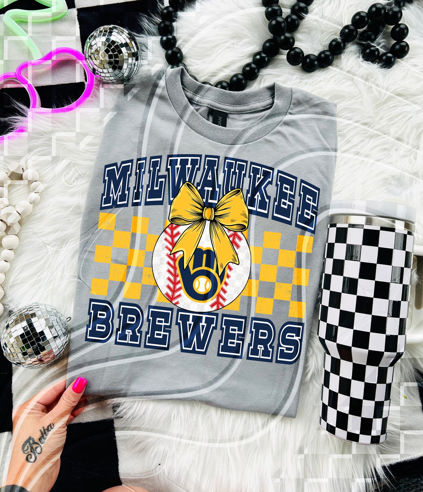 Baseball Spirit Design | Checkerboard Bow | 30 Team Options - Digital Download- PNG