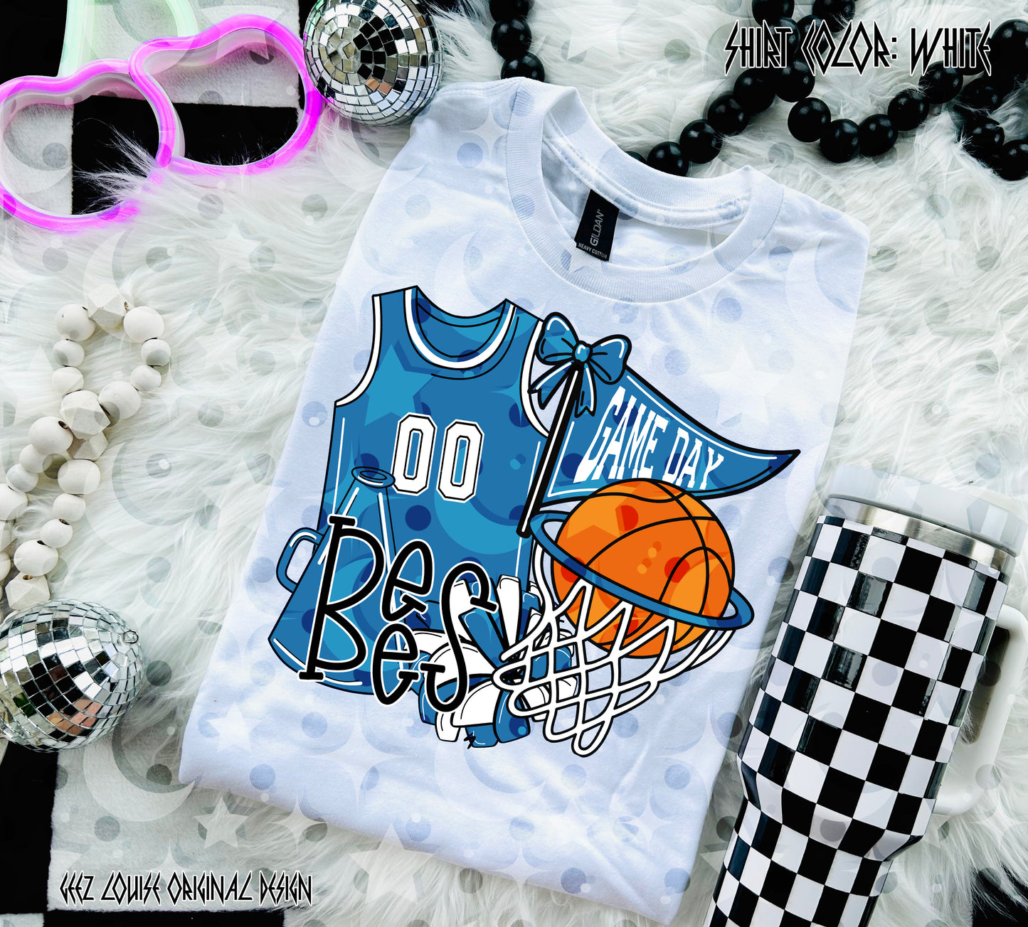 Basketball Game Day Digital Design | Custom Team Spirit PNGs (100+ Teams) - Light Blue
