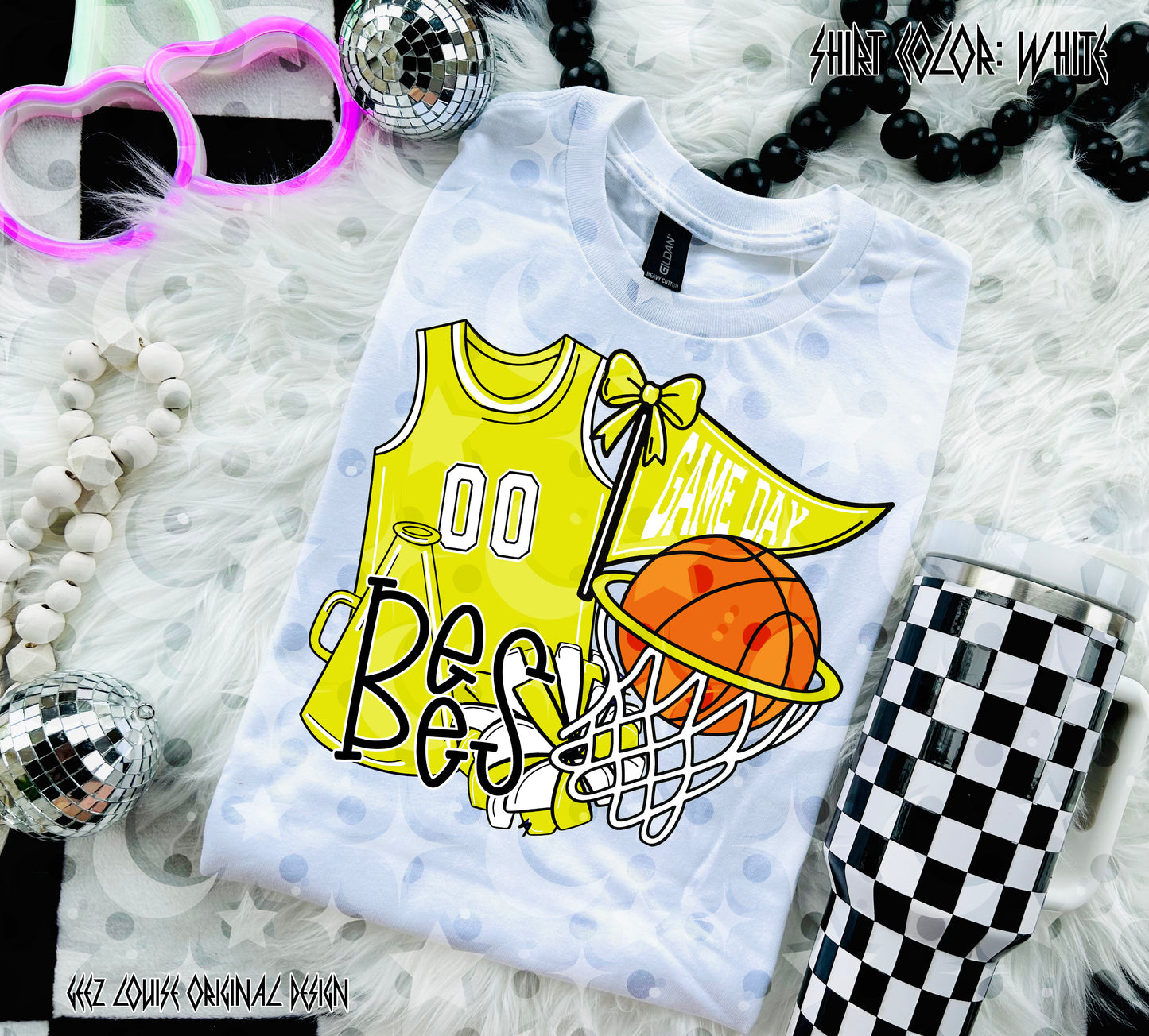 Basketball Game Day Digital Design | Custom Team Spirit PNGs (100+ Teams) - Yellow