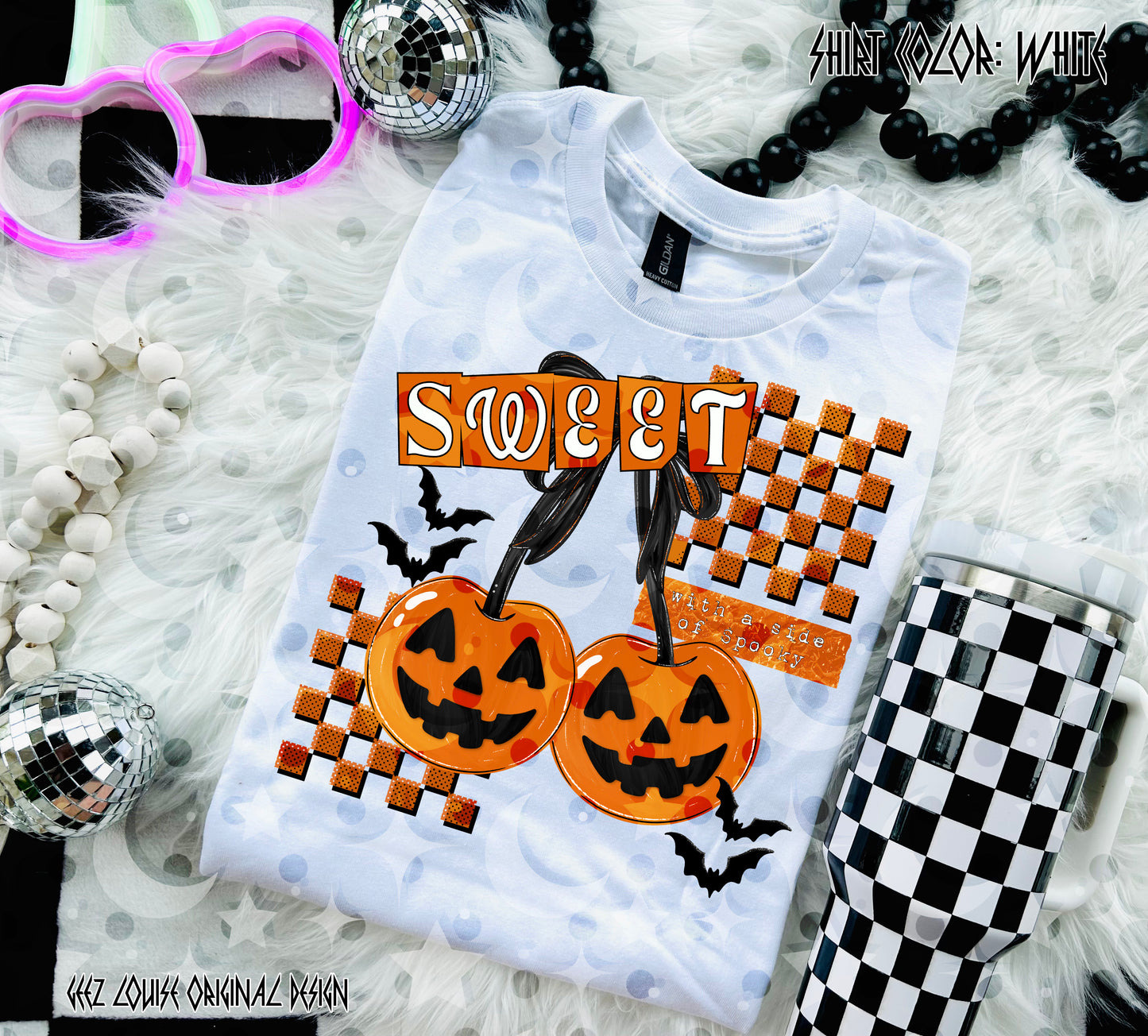Sweet with a Side of Spooky PNG | Halloween Pumpkin Cherries Sublimation Design | Cute Halloween Digital Download