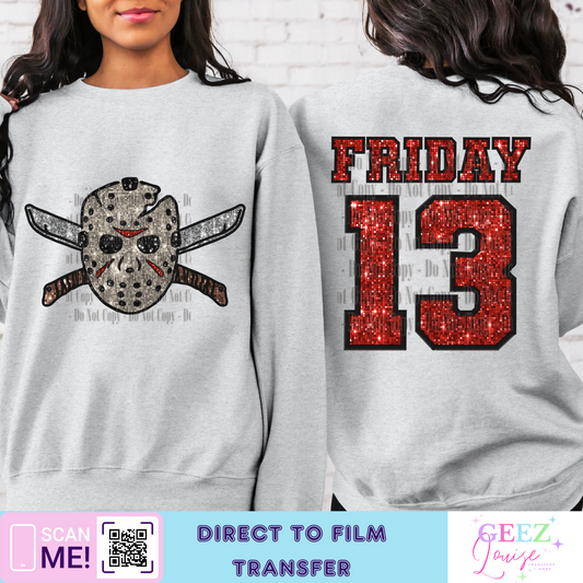Friday 13 Sequin Halloween - Direct to Film Transfer - made to order