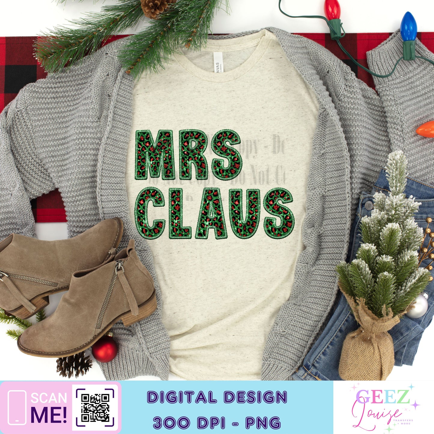 Merry Christmas leopard faux sequin - Digital Download- PNG