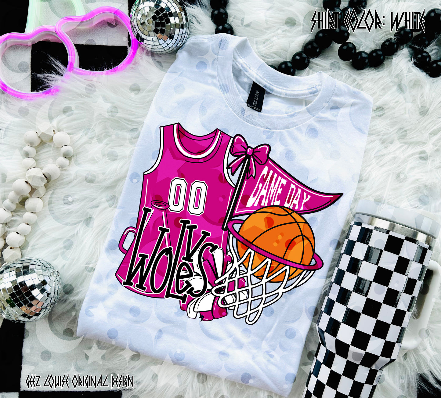 Basketball Game Day Digital Design | Custom Team Spirit PNGs (100+ Teams) - Dark Pink
