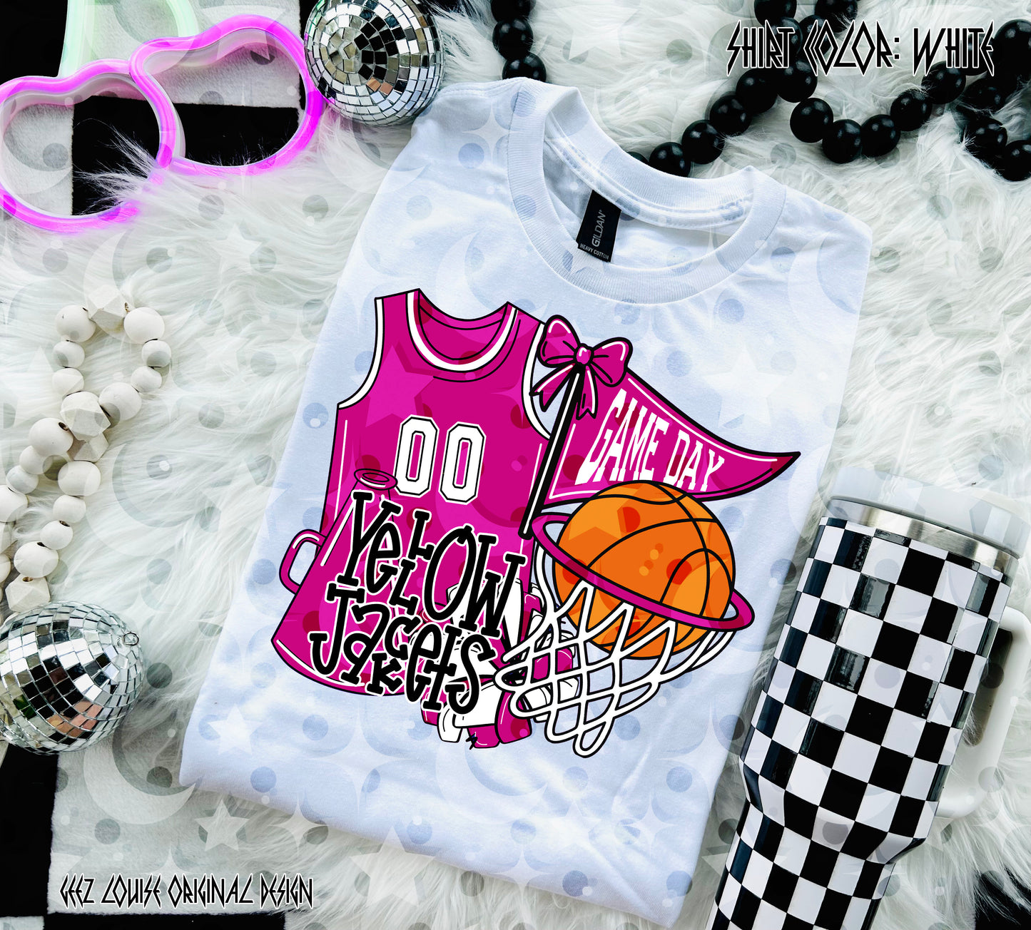 Basketball Game Day Digital Design | Custom Team Spirit PNGs (100+ Teams) - Dark Pink
