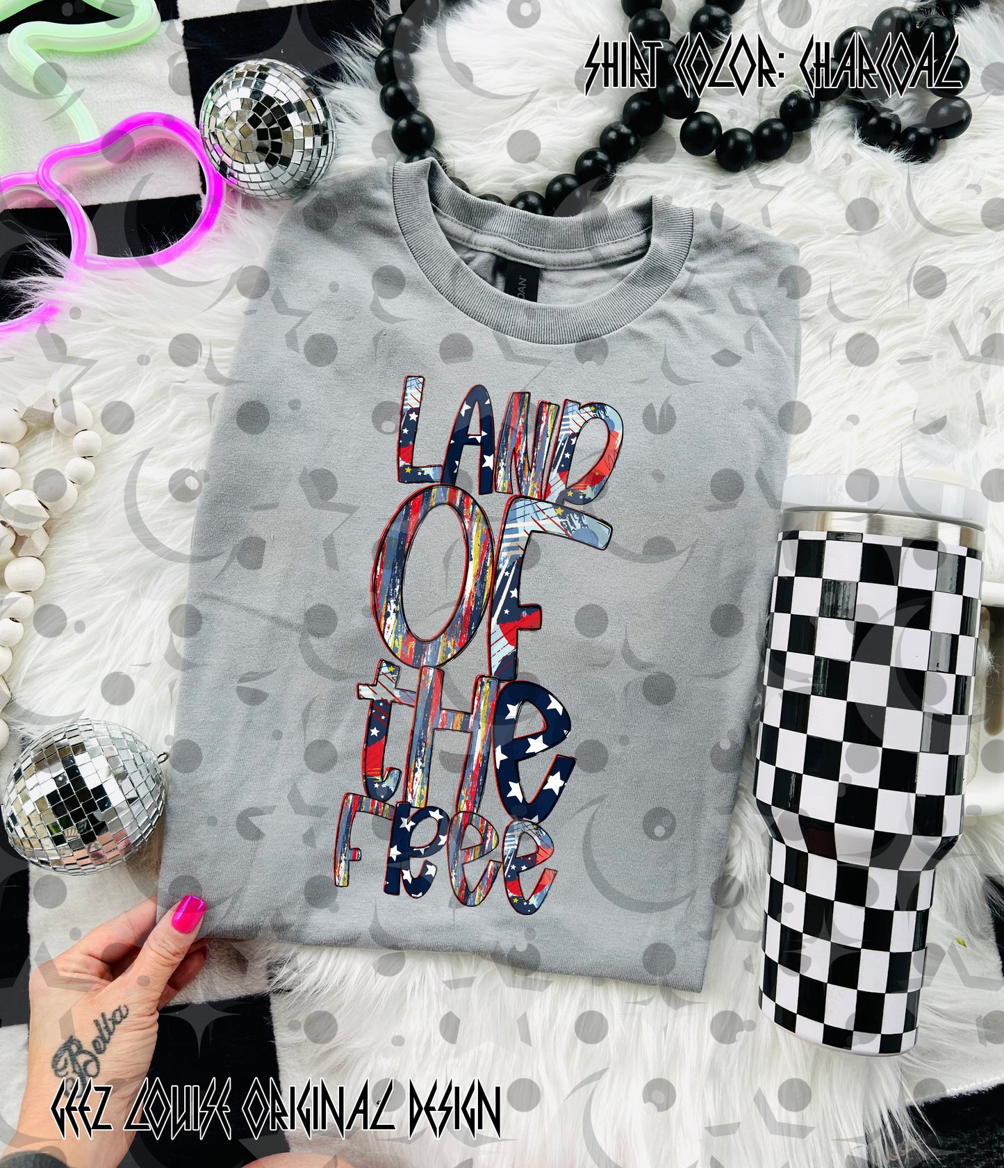Land of the Free PNG | Patriotic 4th of July Shirt Design | Red White Blue Sublimation File