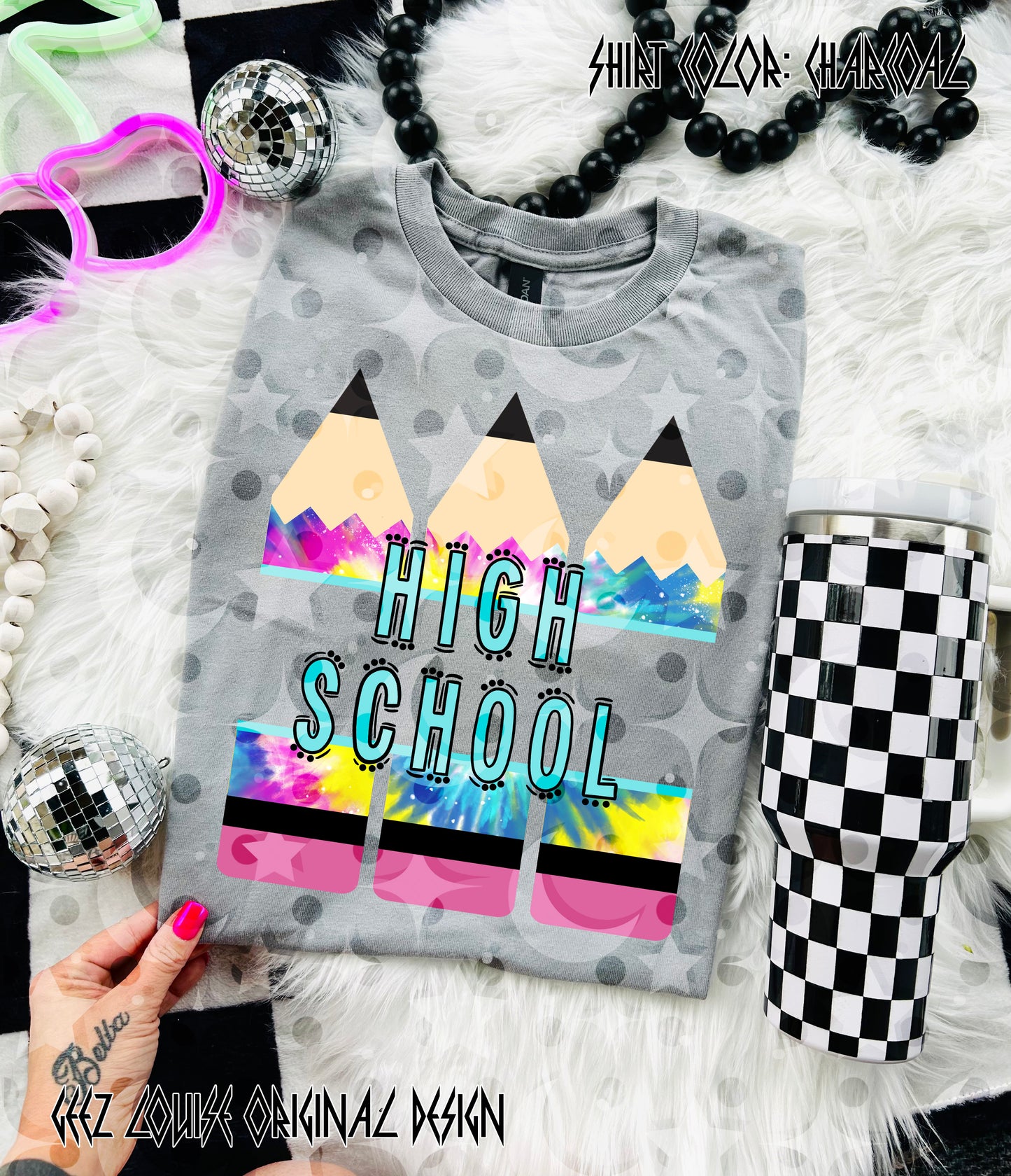 Tie Dye Pencil — Teacher & Grade PNG (multiple options!)