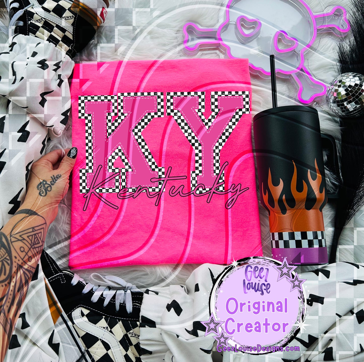 Pink Checkered States Digital Design | 50 States |  PNG