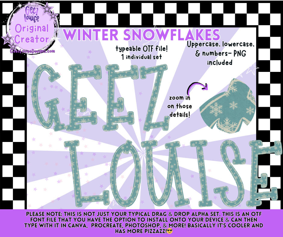 Winter Snowflakes Alpha | OTF Font + PNG Letter Set
