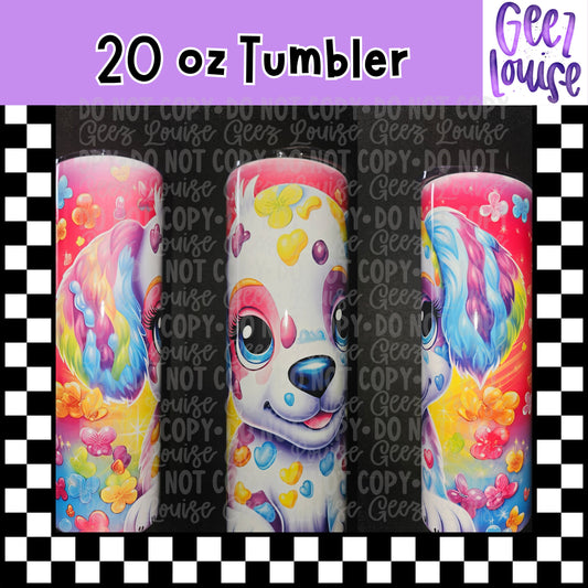 Colorful Puppy Hearts 20 oz Stainless Steel Tumbler – Lid & Straw Included