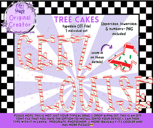 Tree Cakes Alpha | OTF Font + PNG Letter Set
