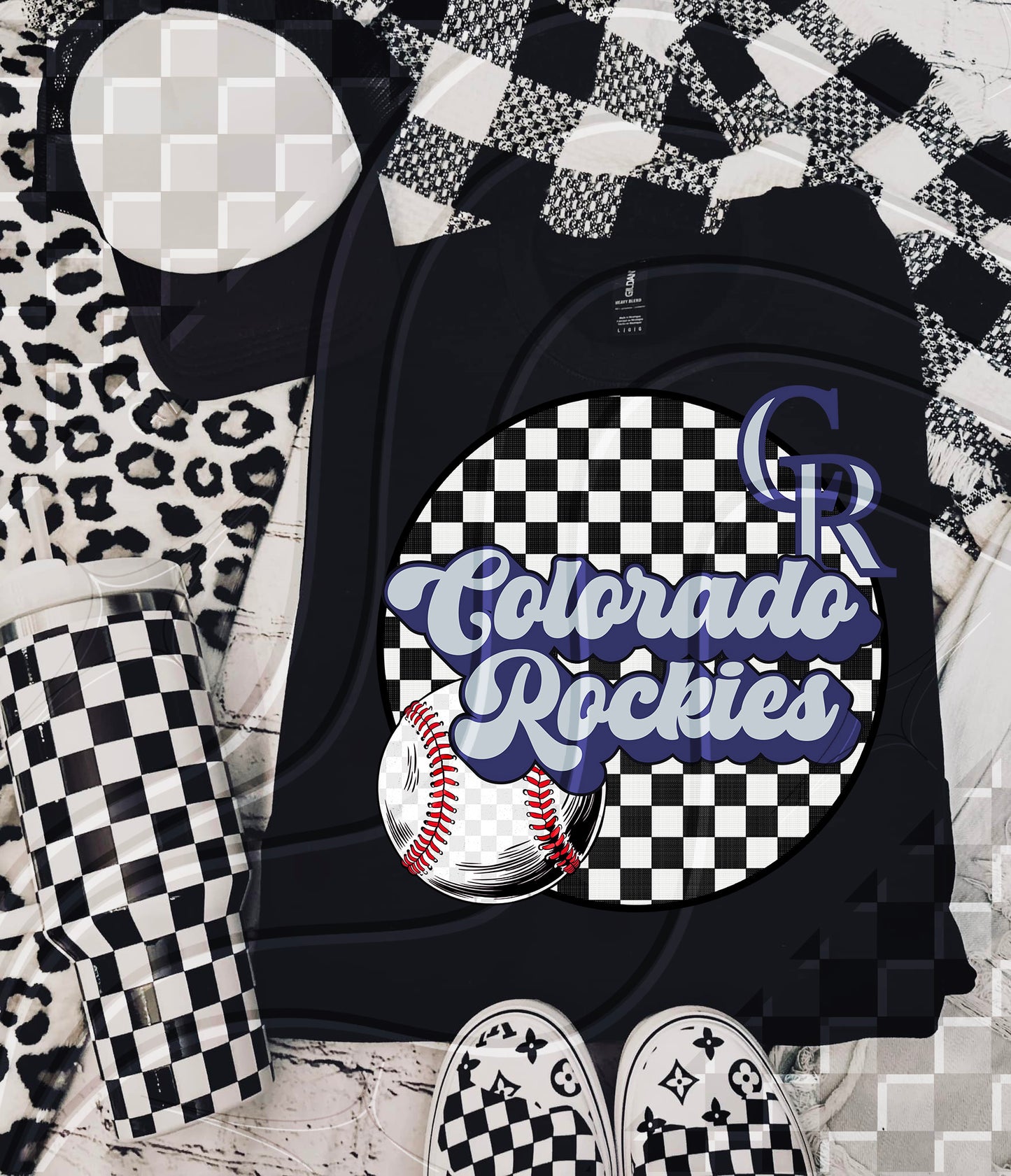 Checkered Spirit Baseball Circle | 30 Team Options - Digital Download- PNG