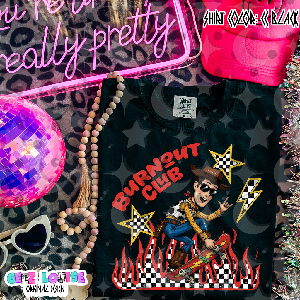 Burnout Club Cowboy PNG | Retro Skater Western Mashup Design