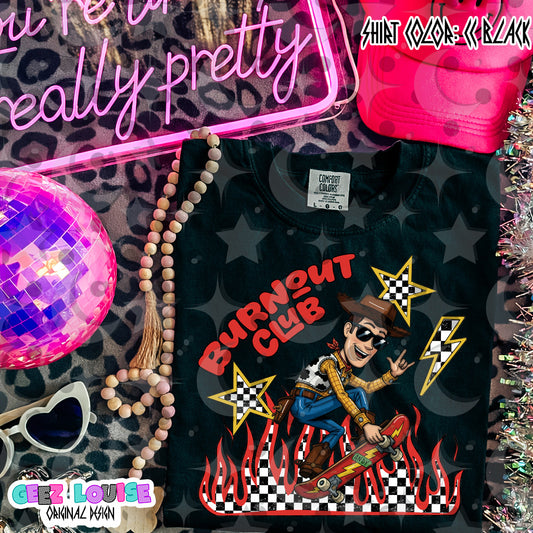 Burnout Club Cowboy PNG | Retro Skater Western Mashup Design