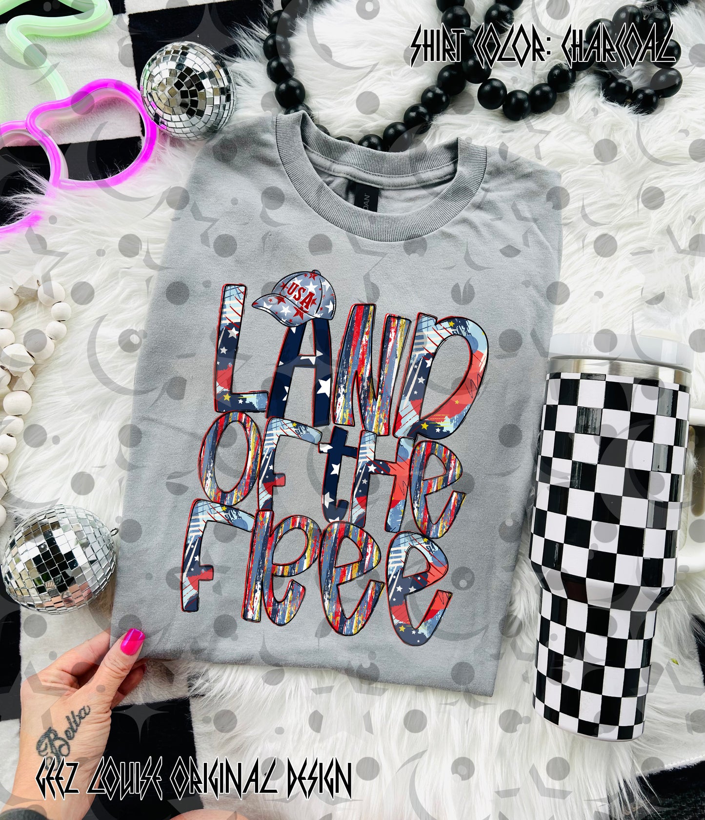 Land of the Free PNG | Patriotic 4th of July Shirt Design | Red White Blue Sublimation File
