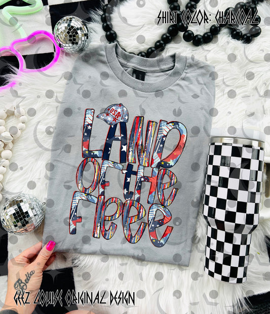 Land of the Free PNG | Patriotic 4th of July Shirt Design | Red White Blue Sublimation File