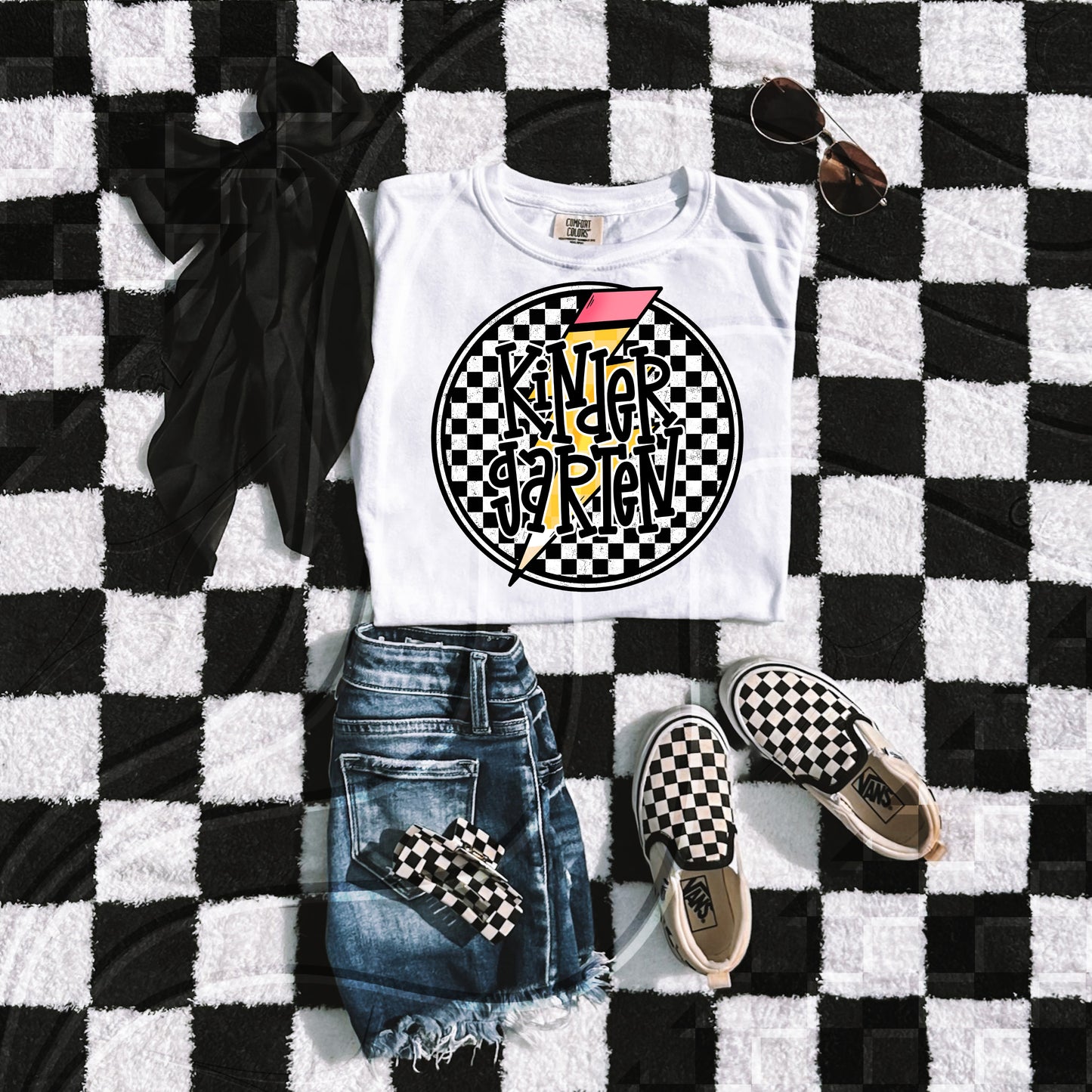 Retro Bolt School Staff & Grade PNG Bundle – Checkerboard Design