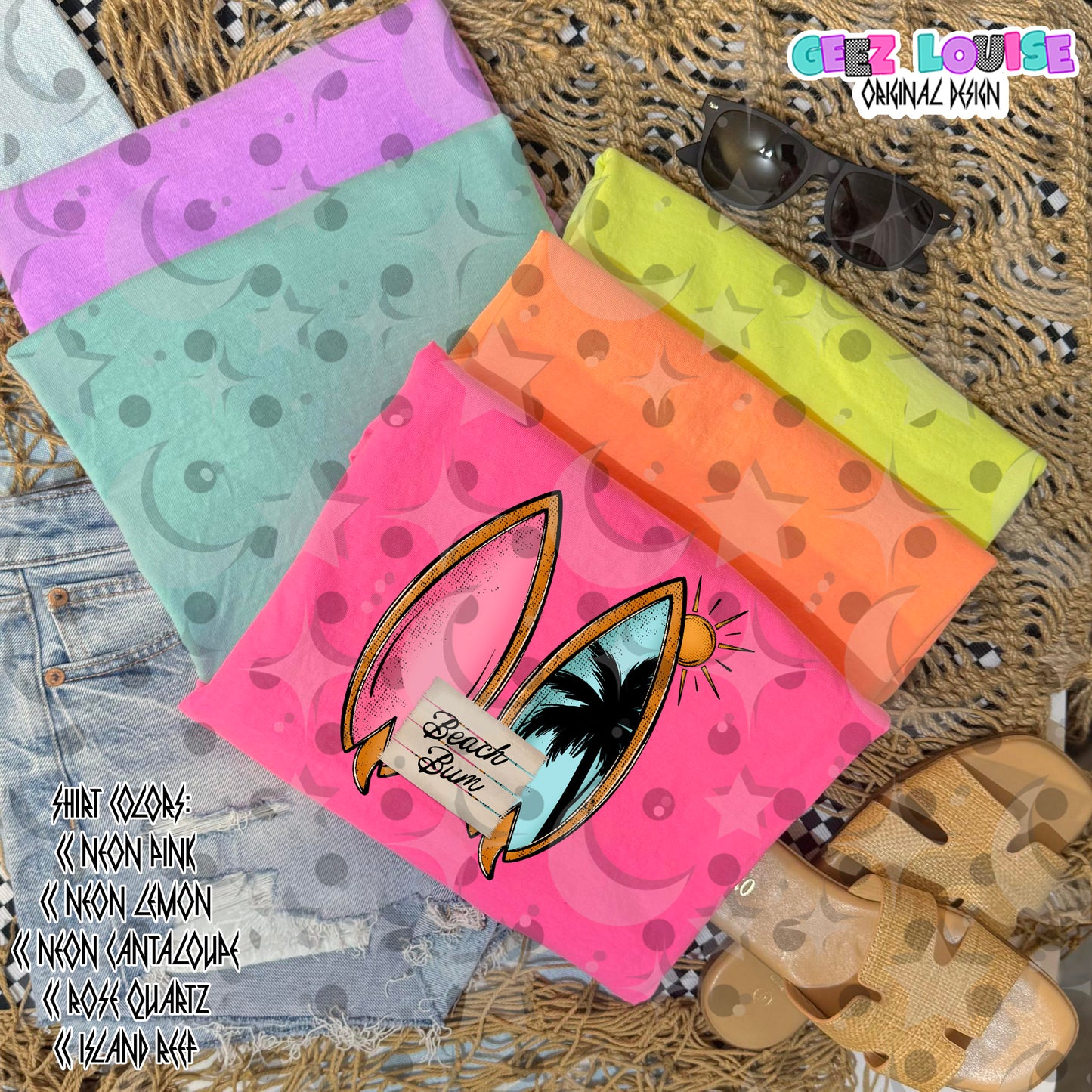 Beach Bum Surfboards PNG | Retro Summer Sublimation Design | Tropical Palm Tree Surf Graphic | Beach Shirt PNG