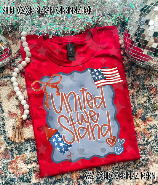 United We Stand PNG | Patriotic Coquette Bow Design | 4th of July Sublimation | USA Shirt Design