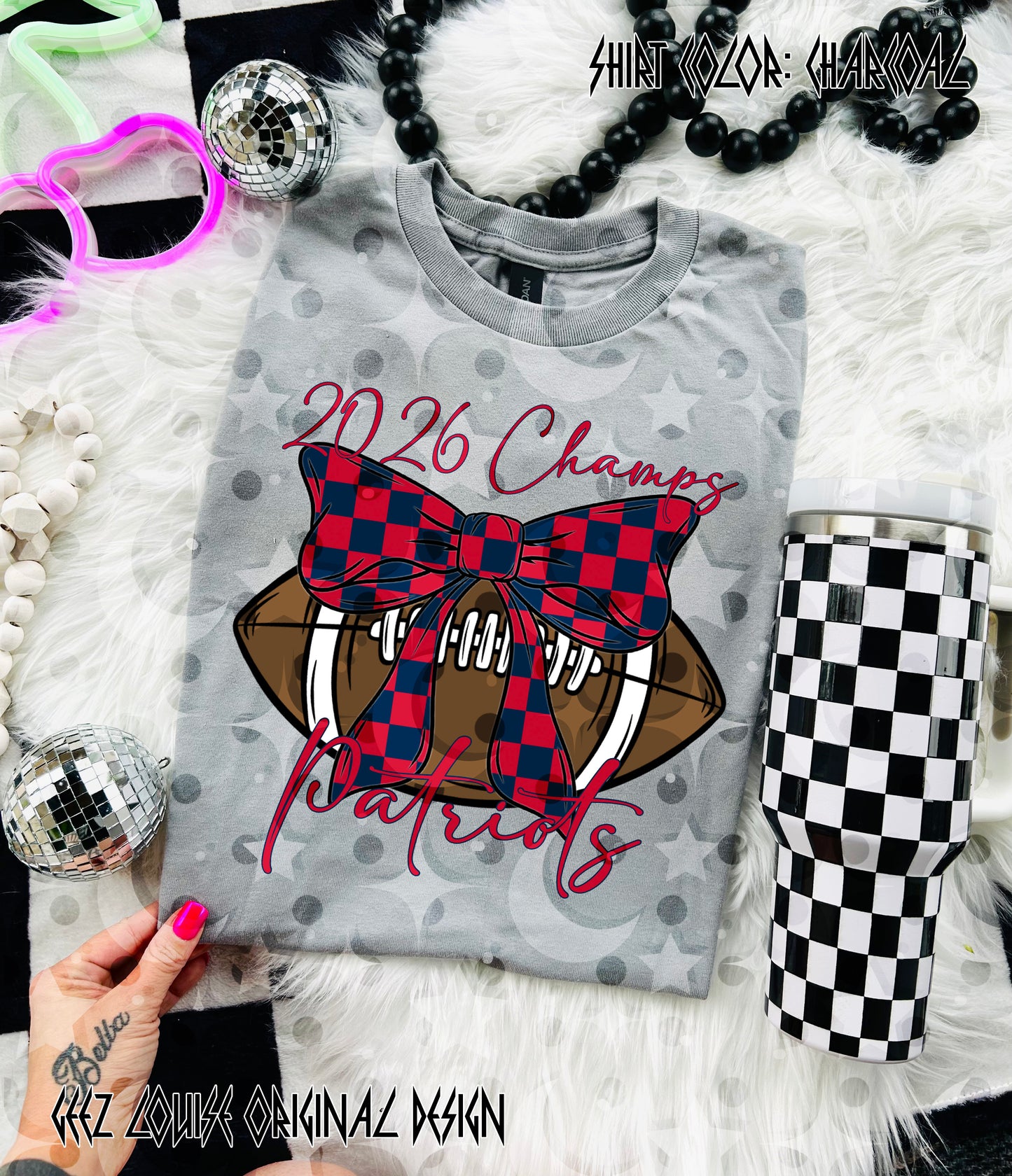 Big Game 2026 Champs Bow Football Digital Design | Trendy Game Day PNG