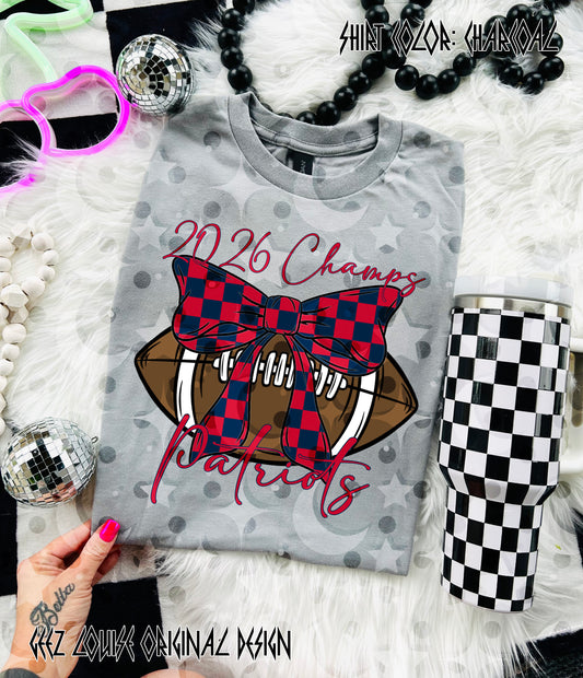 Big Game 2026 Champs Bow Football Digital Design | Trendy Game Day PNG