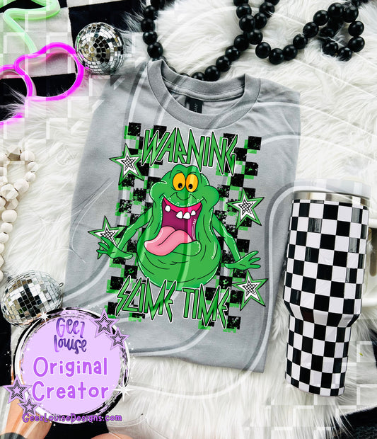 Warning: Slime Time | Slimer Retro Halloween Digital Design