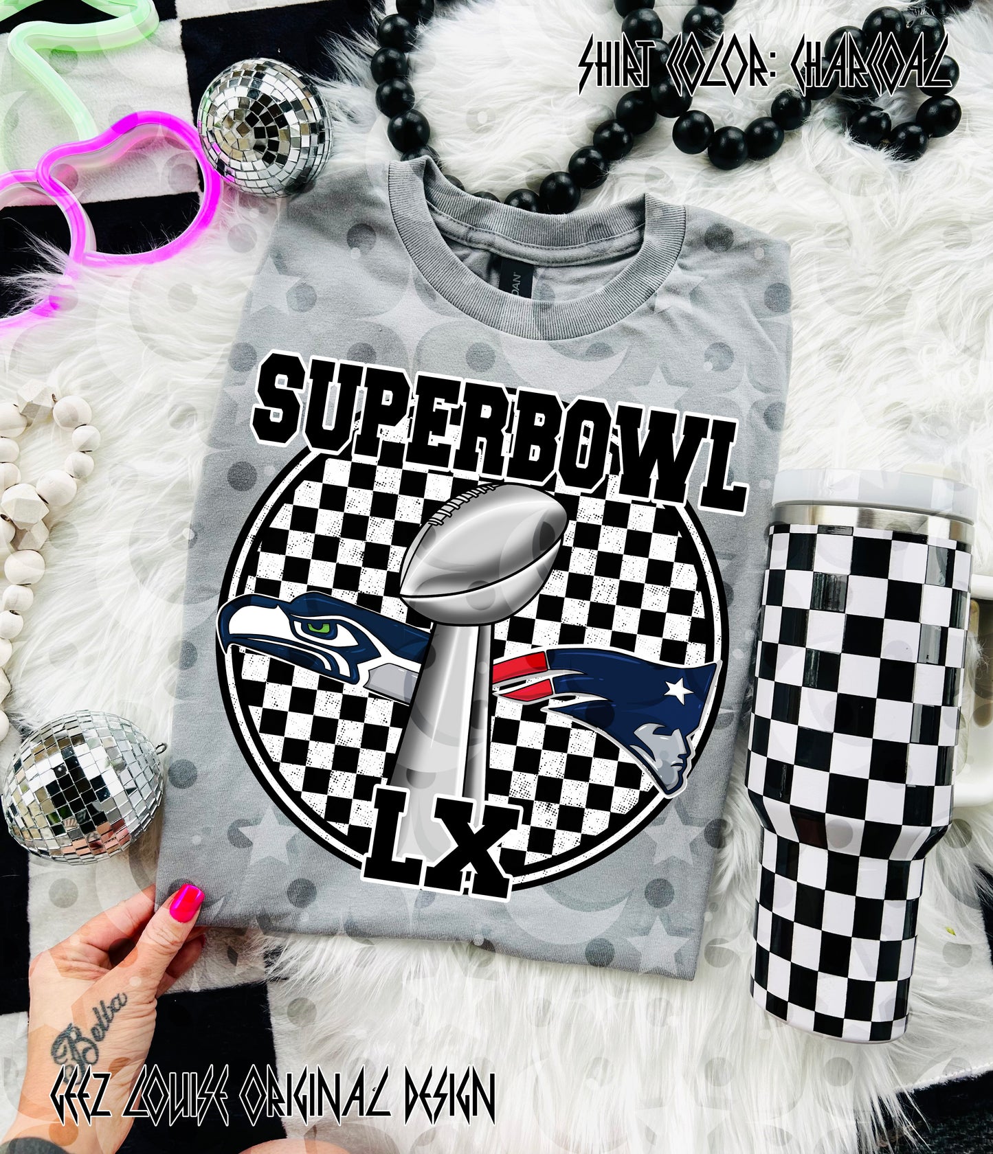Big Game LX Trophy & Logos – Seattle vs New England