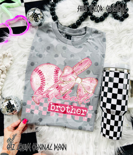 Pink Baseball Bow Design | Baseball Mama, Sister, Brother, Grandma PNG