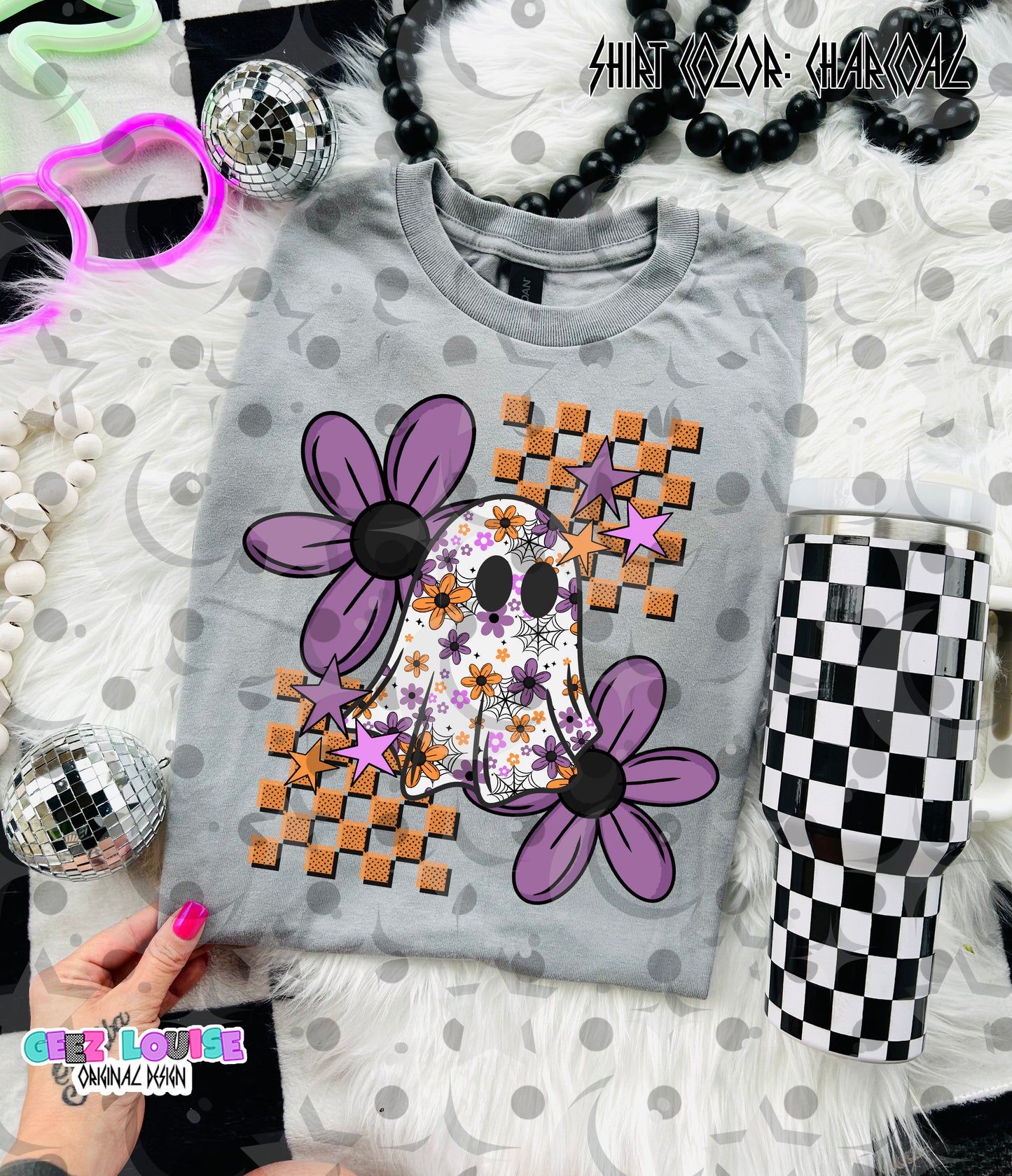 Floral Ghost Halloween Digital Design PNG