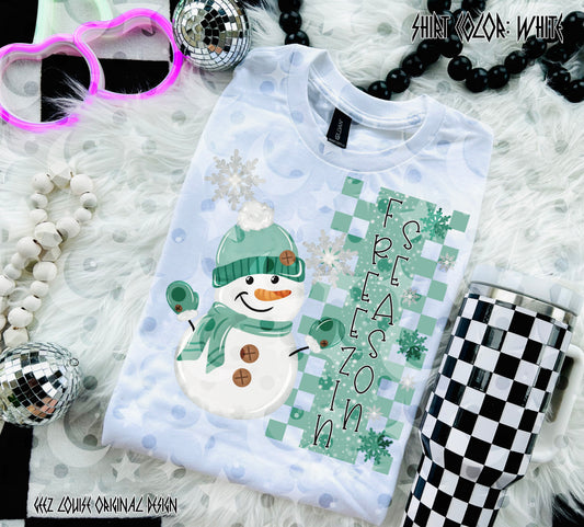 Freezin’ Season Snowman Digital Design | Winter Checkered PNG