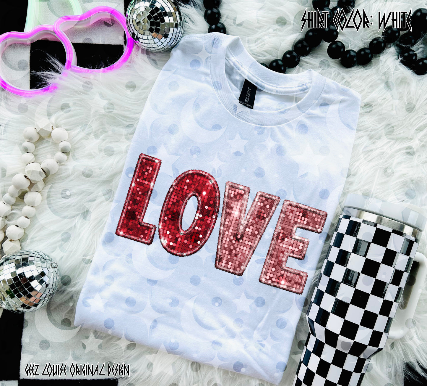 LOVE Sequin-Style Digital Design Bundle • 3 PNG Set