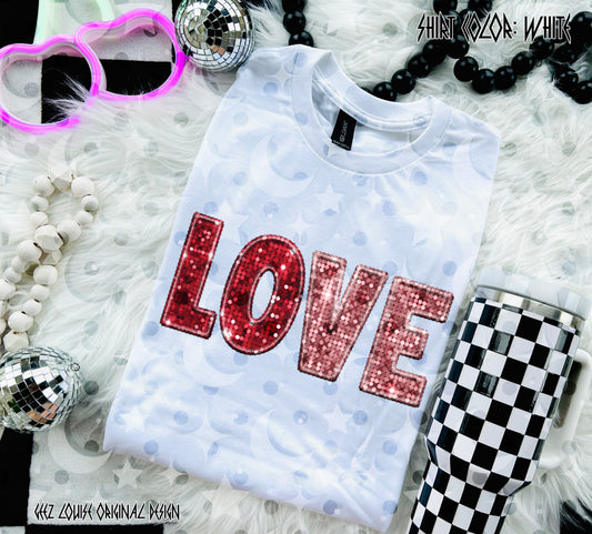 LOVE Sequin-Style Digital Design Bundle • 3 PNG Set