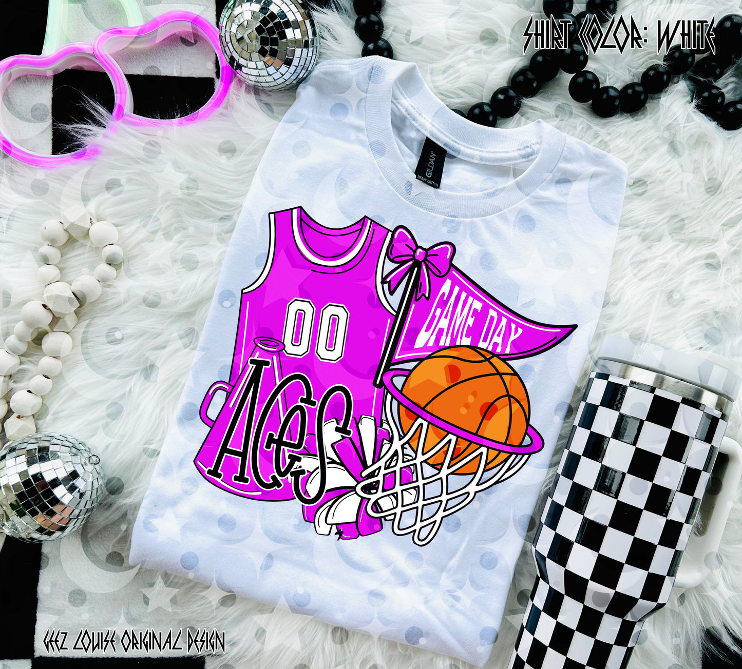 Basketball Game Day Digital Design | Custom Team Spirit PNGs (100+ Teams) - Pink
