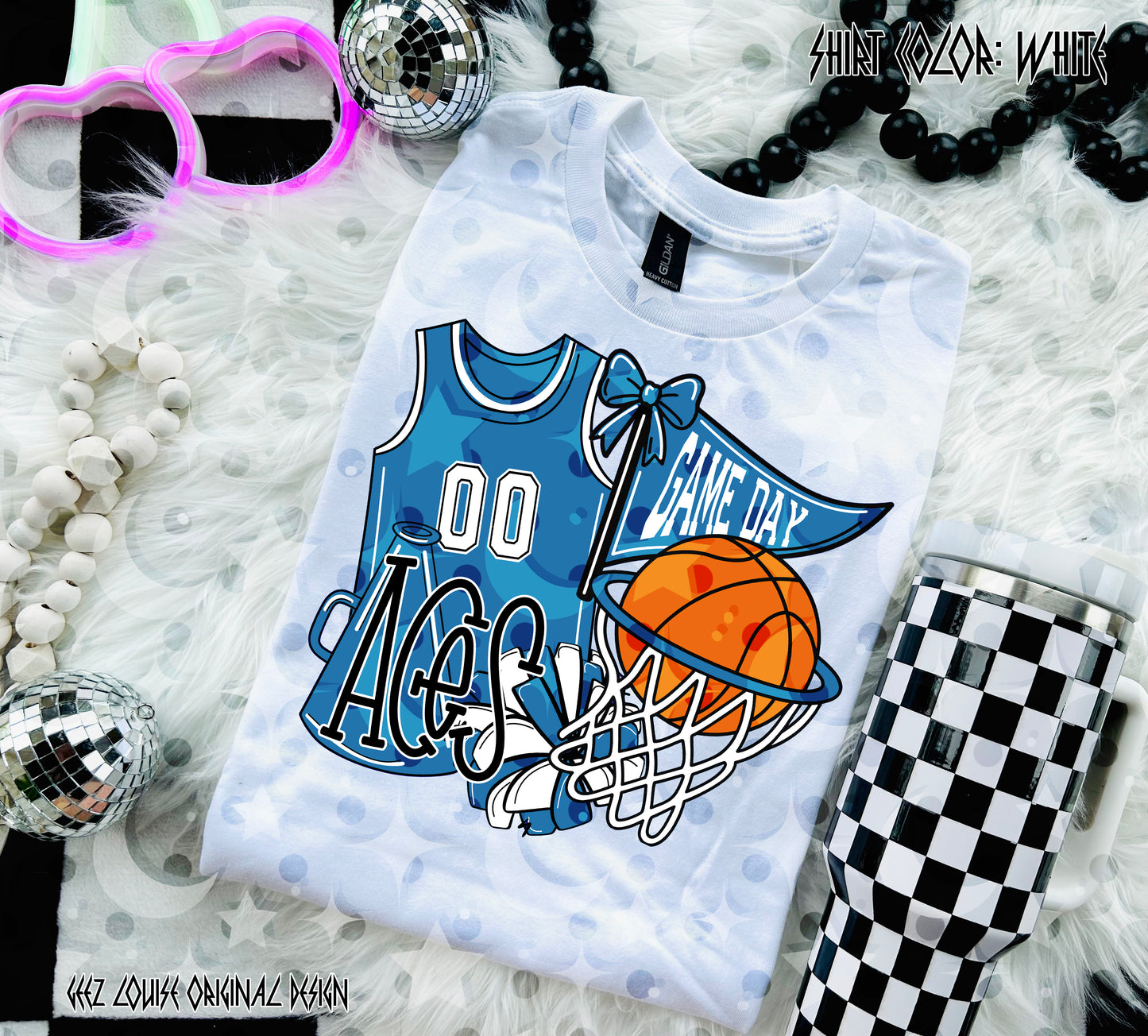 Basketball Game Day Digital Design | Custom Team Spirit PNGs (100+ Teams) - Light Blue