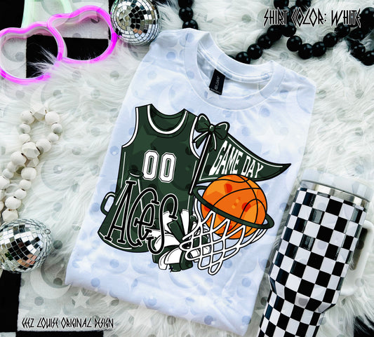 Basketball Game Day Digital Design | Custom Team Spirit PNGs (100+ Teams) -Dark Green