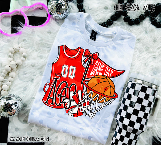 Basketball Game Day Digital Design | Custom Team Spirit PNGs (100+ Teams) - Red