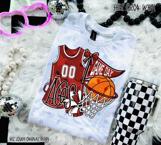 Basketball Game Day Digital Design | Custom Team Spirit PNGs (100+ Teams) -Crimson