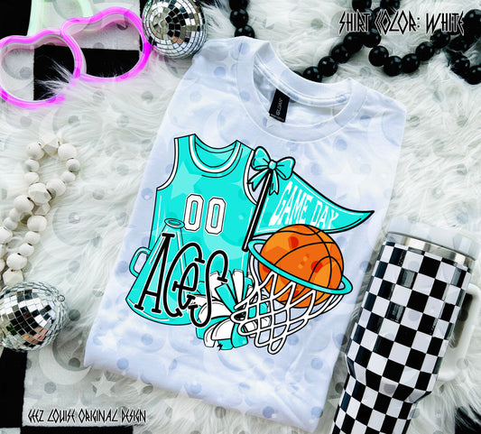 Basketball Game Day Digital Design | Custom Team Spirit PNGs (100+ Teams) - Sky Blue