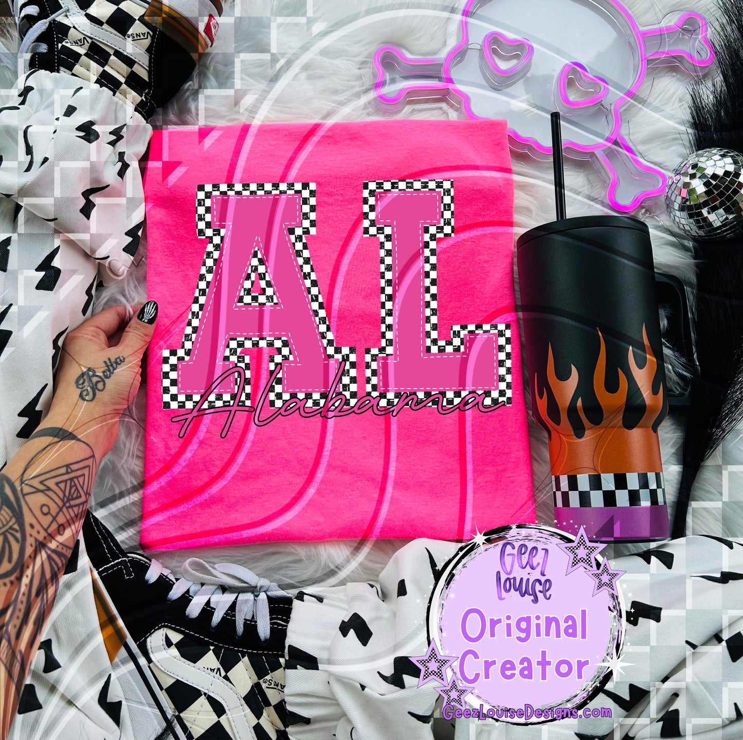 Pink Checkered States Digital Design | 50 States |  PNG