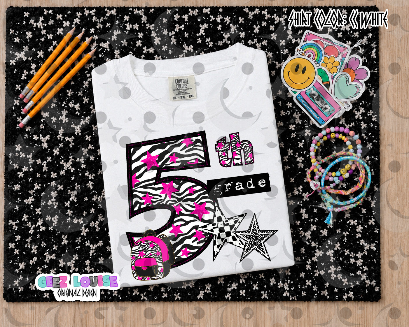 Retro Zebra pink School Grade PNG Bundle | Pre-K through 5th Grade Digital Design