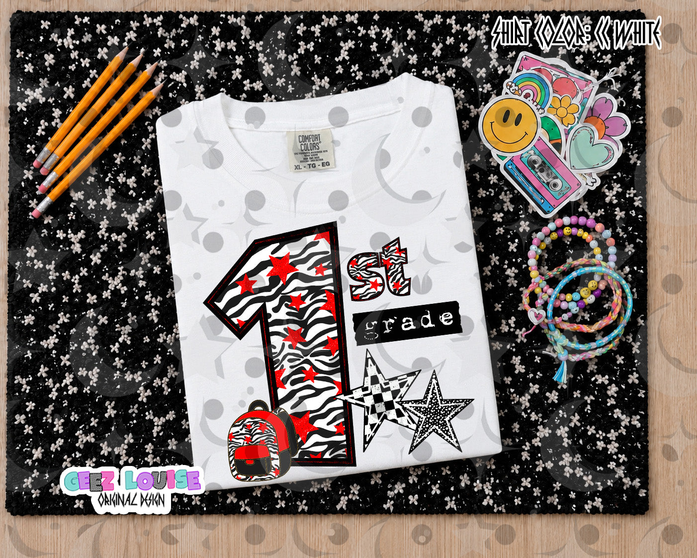 Retro Zebra red School Grade PNG Bundle | Pre-K through 5th Grade Digital Design