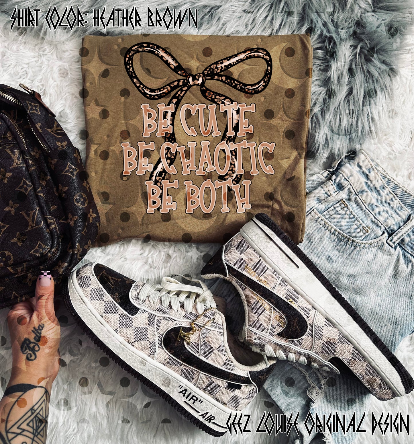 Be Cute Be Chaotic Be Both Digital Design | Leopard Bow Girly Quote PNG