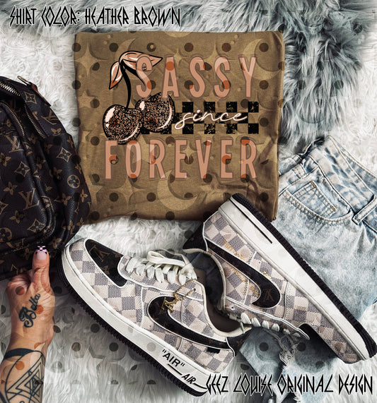 Sassy Since Forever Digital Design | Glitter Cherry Checkered PNG